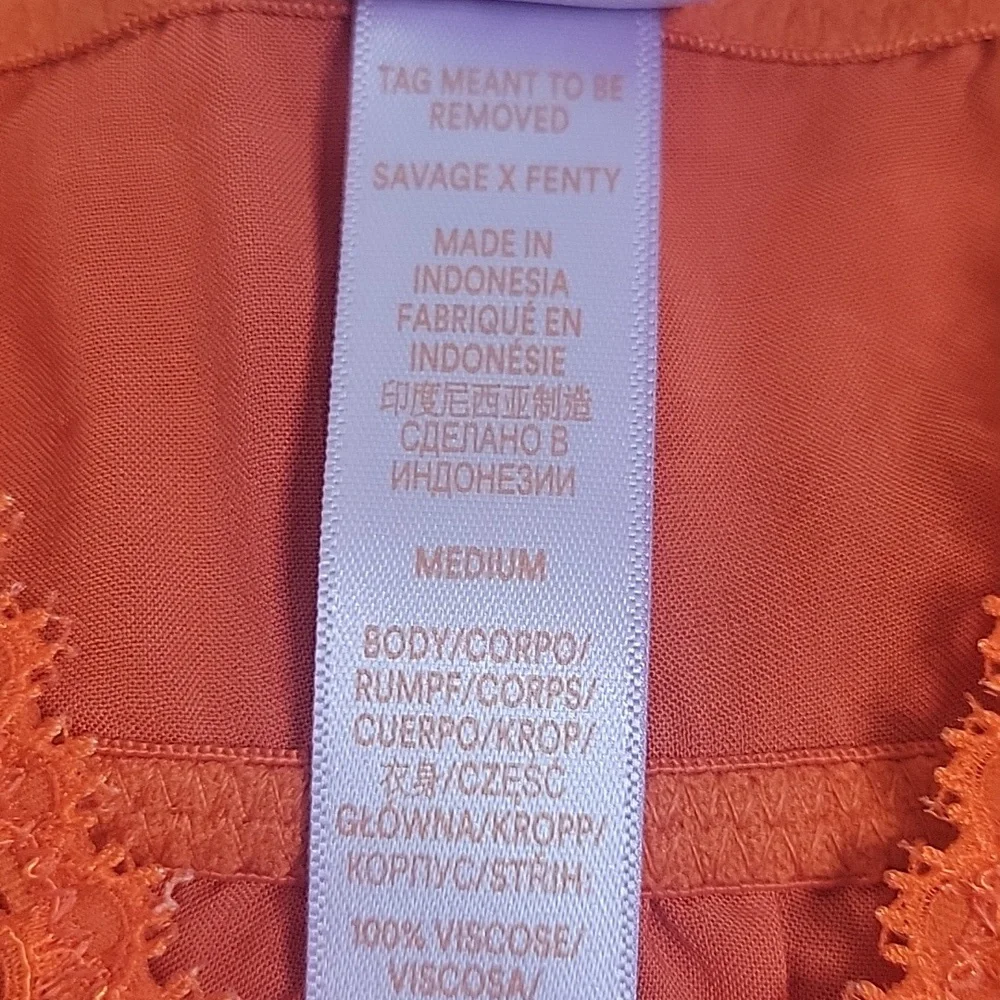 Savage X Fenty Dolled Up Sleep Cami Spiced Orange with Lace Cheeky - Picture 13 of 15